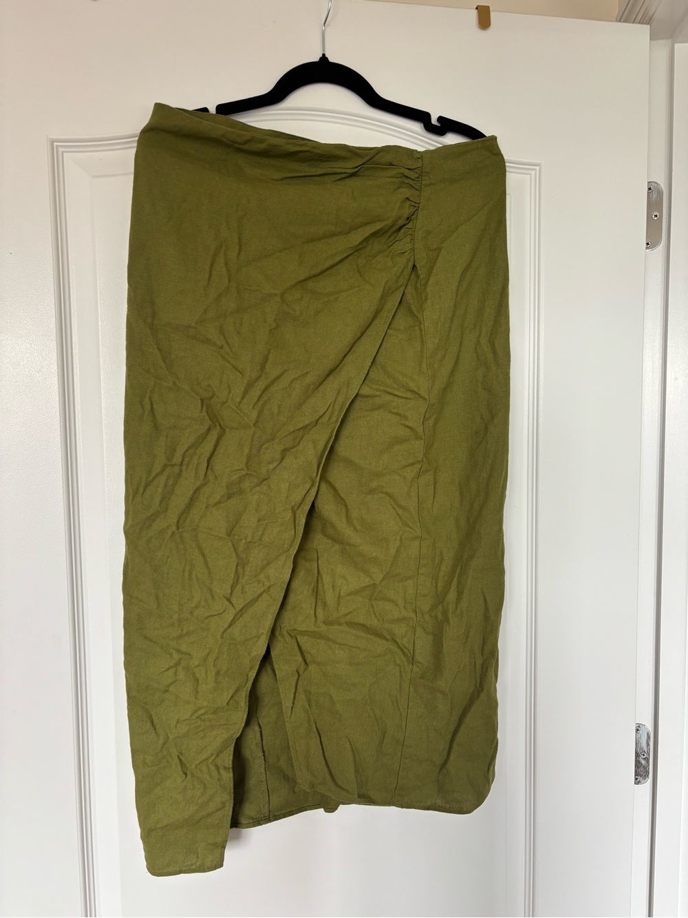 Zara Olive Green Wrap Midi Skirt